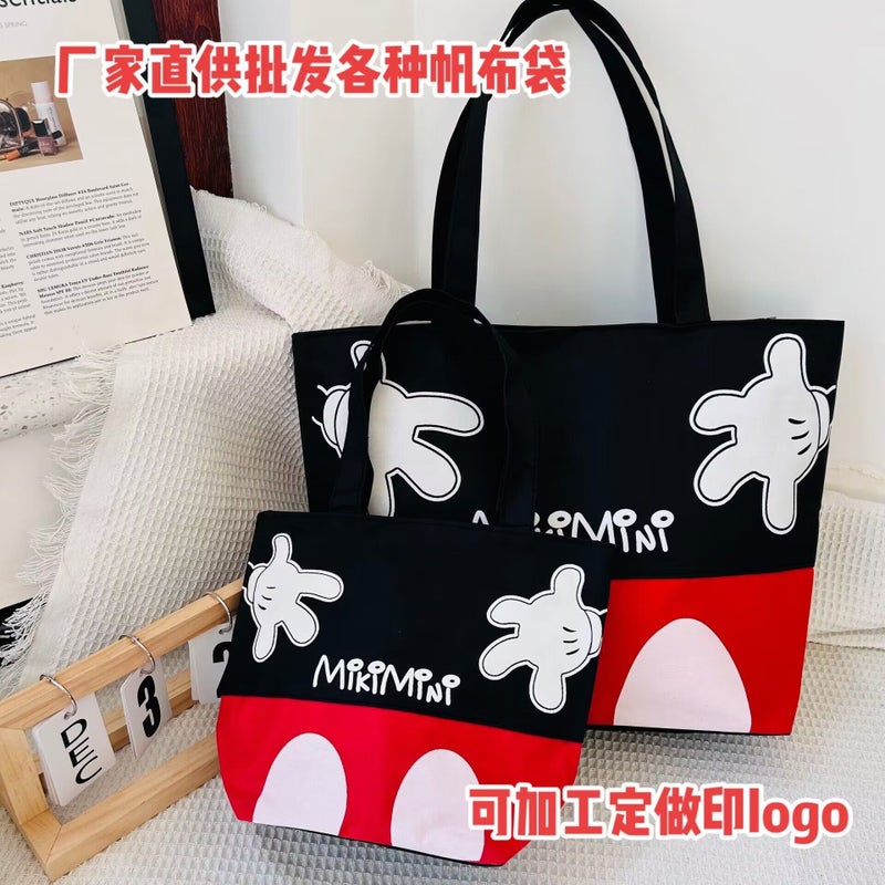 Supply Printed Canvas Bag Large Capacity Women'S Shoulder Portable Canvas Bag Artistic Ins Trend - Image 2