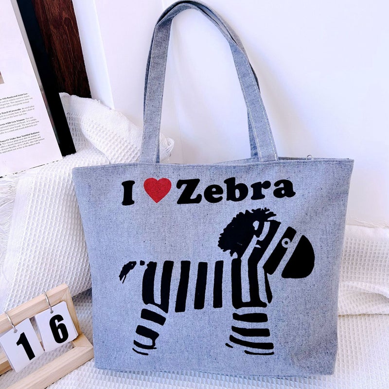Supply Printed Canvas Bag Large Capacity Women'S Shoulder Portable Canvas Bag Artistic Ins Trend - Image 4