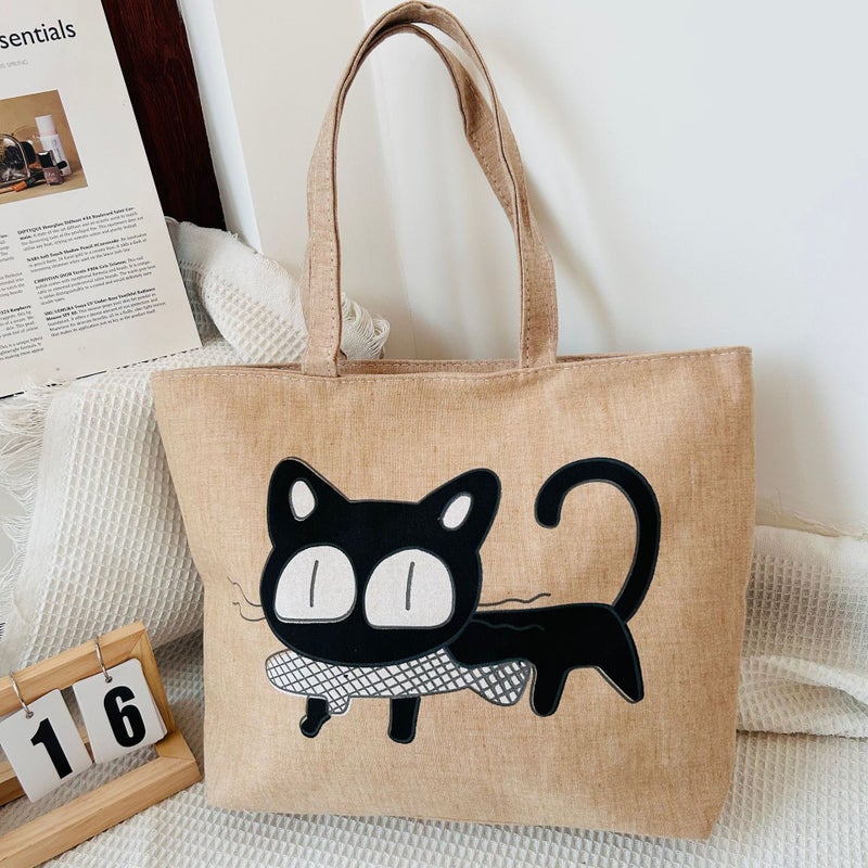 Supply Printed Canvas Bag Large Capacity Women'S Shoulder Portable Canvas Bag Artistic Ins Trend - Image 3