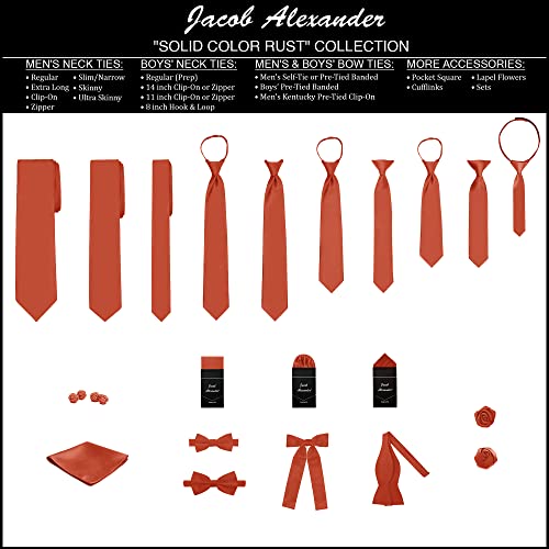 Jacob Alexander Men's Pretied Banded Adjustable Solid Color Bowtie - Rust - Image 4