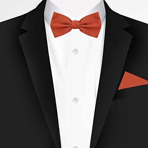 Jacob Alexander Men's Pretied Banded Adjustable Solid Color Bowtie - Rust - Image 2