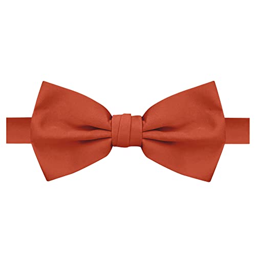 Jacob Alexander Men's Pretied Banded Adjustable Solid Color Bowtie - Rust - Image 1
