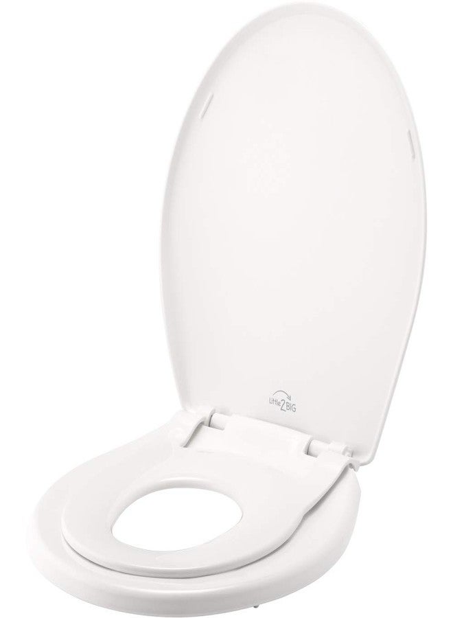 Mayfair Little2Big Toilet Seat with Built-In Potty Training Seat, Slow Close, Durable Plastic, Made in USA, ROUND, White - Image 1