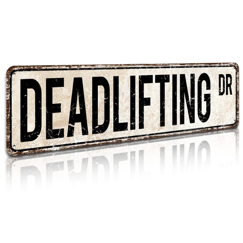 SOYAVE Tin Signs Home Decoration Deadlifting Sign Fan Deadlifting Weightlifting Powerlifting Street Sign Art Wall Decor Metal Sign 4"" x 16"" - Image 1