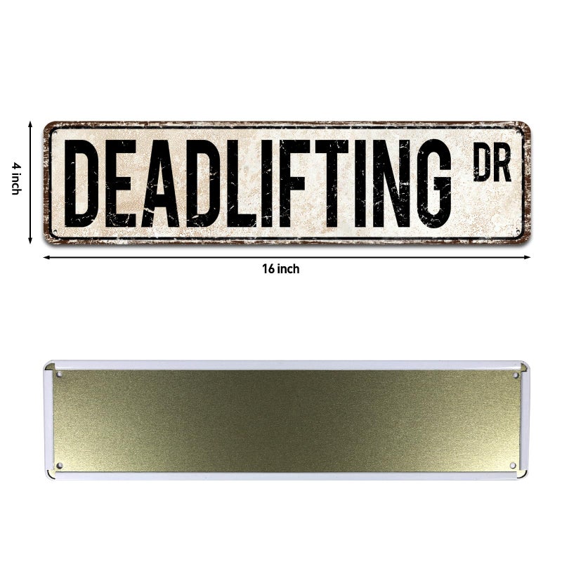 SOYAVE Tin Signs Home Decoration Deadlifting Sign Fan Deadlifting Weightlifting Powerlifting Street Sign Art Wall Decor Metal Sign 4"" x 16"" - Image 2