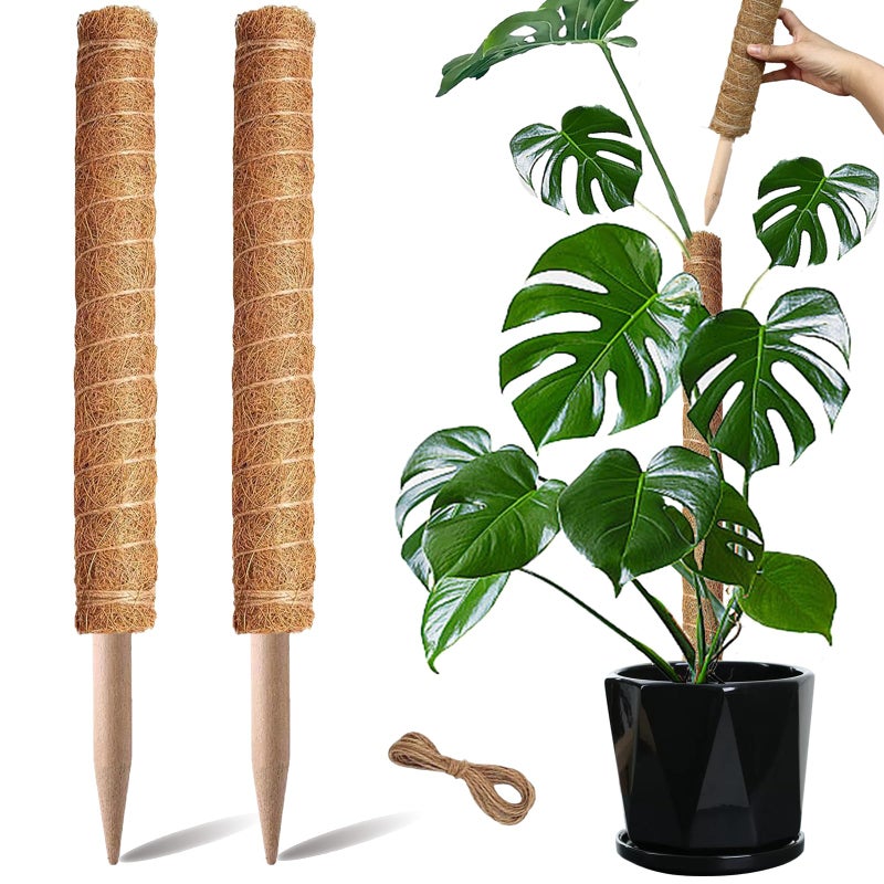 PLANTPOLEX Moss Pole, 2 Pack 17 Inch Monstera Plant Support for Climbing Plants Accessories Indoor, Stackable Moss Poles Plant Support Stakes, Coir Plant Pole Sticks for Potted Plants, Pothos, Philodendron - Image 1