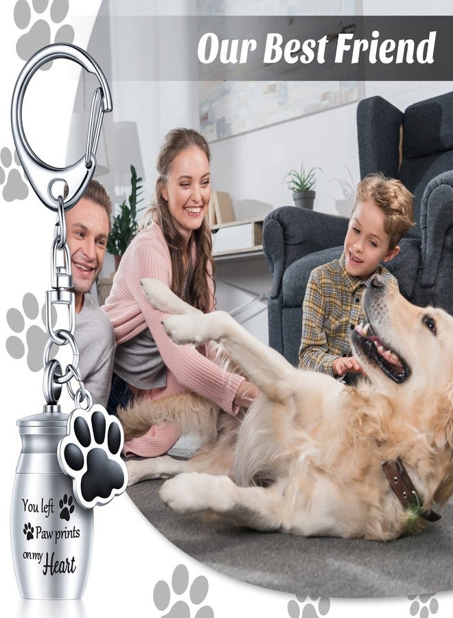 باتيير سلسلة مفاتيح تذكارية لحفظ رماد الحيوانات الأليفة من باتيير، 4 قطع، مصنوعة من الفولاذ المقاوم للصدأ، لحفظ رماد الكلاب والقطط، مع 4 حقائب تخزين مخملية سوداء، وتعليقة على شكل مخلب. - Image 5