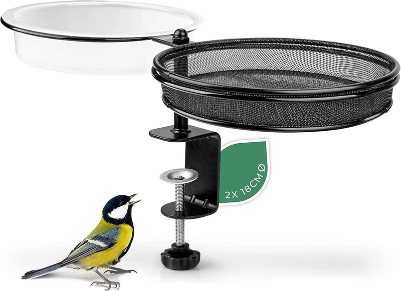 SWIUKPHE Chemical free Deck Bird Feeders Platform Bird Feeder, Deck Mount Bird Bath Spa for Dual Use Deck Flower Stand Flower Pot Great for Attracting Birds, Detachable and Adjustable, with Balcony Bracket 18 cm Repeated assemble detach compatible - Image 1