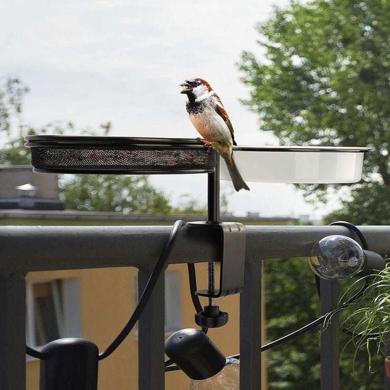 SWIUKPHE Chemical free Deck Bird Feeders Platform Bird Feeder, Deck Mount Bird Bath Spa for Dual Use Deck Flower Stand Flower Pot Great for Attracting Birds, Detachable and Adjustable, with Balcony Bracket 18 cm Repeated assemble detach compatible - Image 3