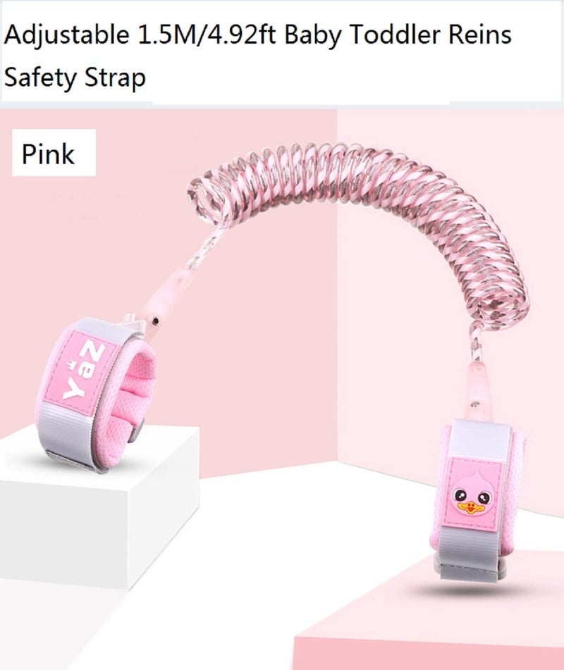 Eidyer Anti Lost Safety Wrist Link Belt, Children Harness Belt Safety Adjustable 1.5M/4.92ft Baby Toddler Reins Safety Strap Leash Walking Hand Belt Elastic Wire Rope Fluorescent and Security Lock - Image 4