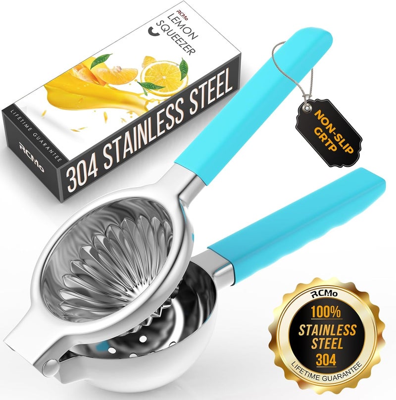 RCMo Lemon Squeezer Stainless Steel - Premium Quality, Heavy Duty Solid Metal Squeezer Bowl - Large Manual Citrus Press Juicer and Lime Squeezer (Blue) - Image 1