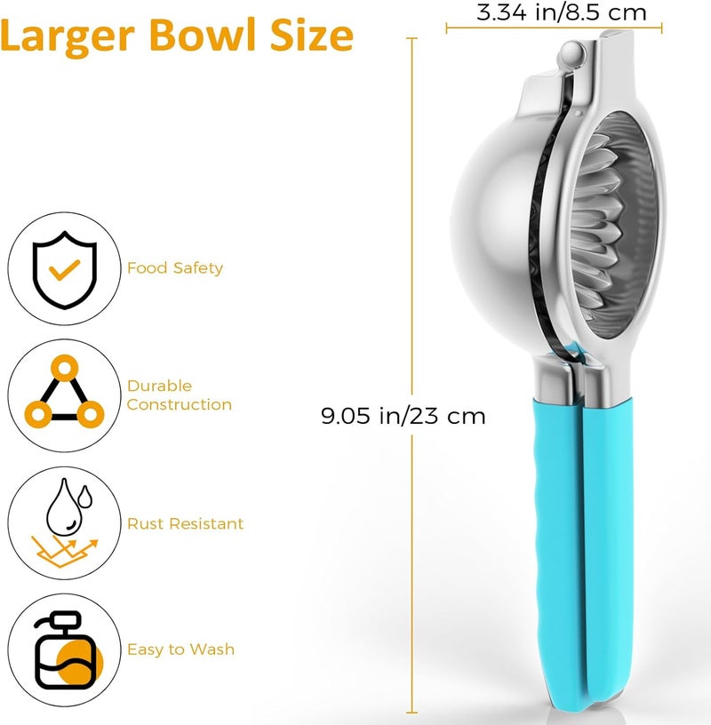 RCMo Lemon Squeezer Stainless Steel - Premium Quality, Heavy Duty Solid Metal Squeezer Bowl - Large Manual Citrus Press Juicer and Lime Squeezer (Blue) - Image 2