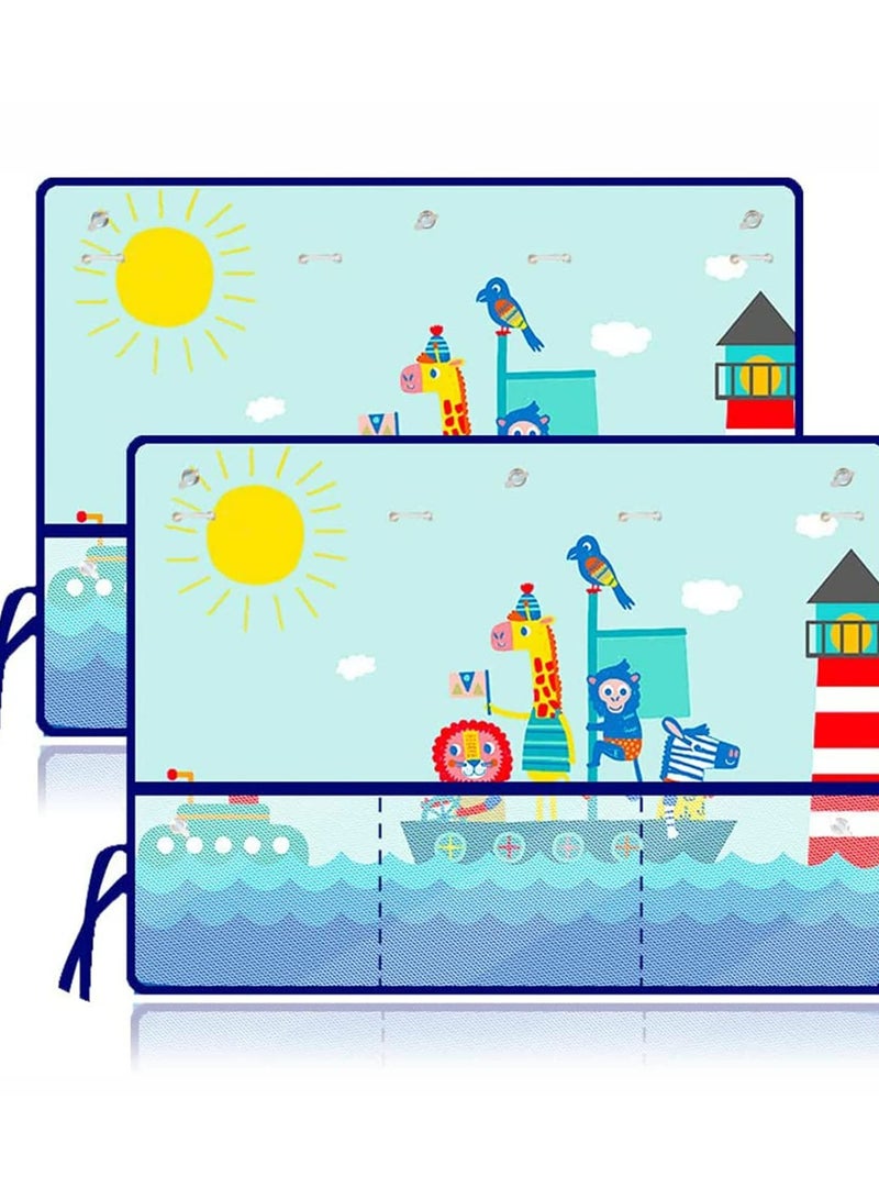 Dominy 2 Packs Car Side Window Sunshades,Window Shades for Car Kids, Strong Suction Cup Three-Layer Car Sun Shade for Side Windows, Cartoon Pattern Car Side Window Sun Shade Cover for Heat And UV Rays Protection (Blue Voyage)  - Image 1
