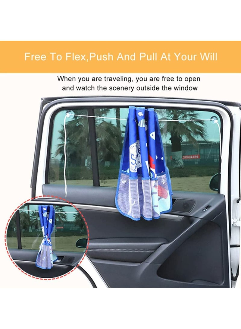 Dominy 2 Packs Car Side Window Sunshades,Window Shades for Car Kids, Strong Suction Cup Three-Layer Car Sun Shade for Side Windows, Cartoon Pattern Car Side Window Sun Shade Cover for Heat And UV Rays Protection (Blue Voyage)  - Image 3