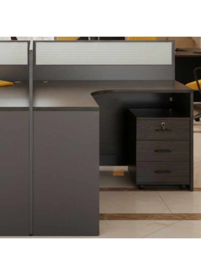 كستم ديكو مكتب استقبال عصري مزدوج بألواح زجاجية مصنفرة | طاولة مكتب أمامي لشخصين بلمسة خشبية رمادية | طاولة استقبال فاخرة للاستخدام في الشركات والصالونات والفنادق | كاستوم ديكو الإمارات العربية المتحدة - Image 3