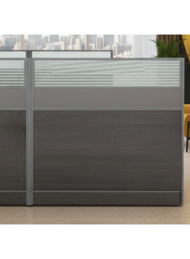 كستم ديكو مكتب استقبال عصري مزدوج بألواح زجاجية مصنفرة | طاولة مكتب أمامي لشخصين بلمسة خشبية رمادية | طاولة استقبال فاخرة للاستخدام في الشركات والصالونات والفنادق | كاستوم ديكو الإمارات العربية المتحدة - Image 4