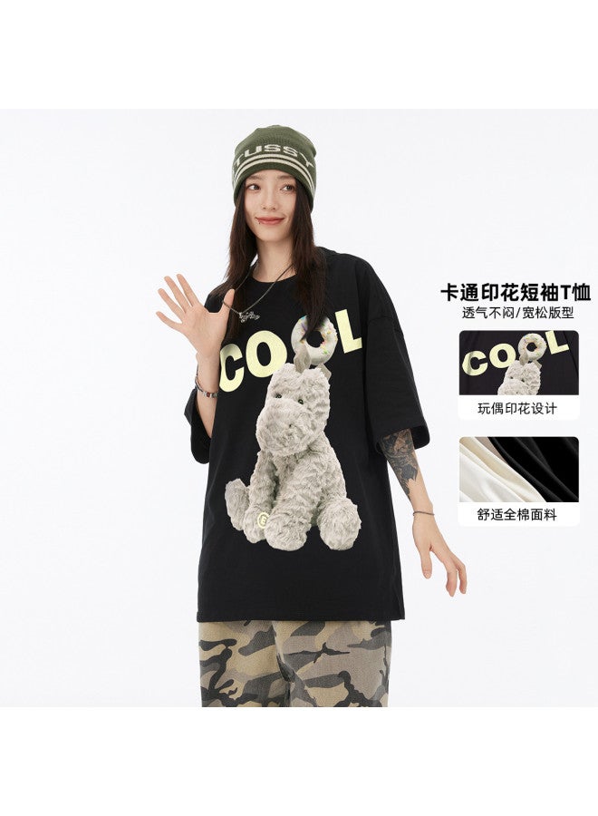 EPTISON summer Cute Unicorn Print Loose Trendy Short-sleeve T-shirt For Men And Women - Image 2