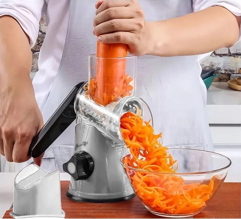 بايسا Smart Grater with 3 Apparatus Vacuum Grater with Arm Automatic Grater Grinder with Arm (Grey-Red Color M