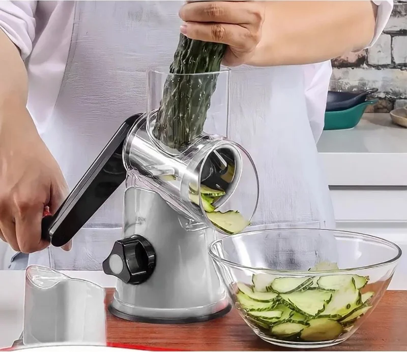 بايسا Smart Grater with 3 Apparatus Vacuum Grater with Arm Automatic Grater Grinder with Arm (Grey-Red Color M