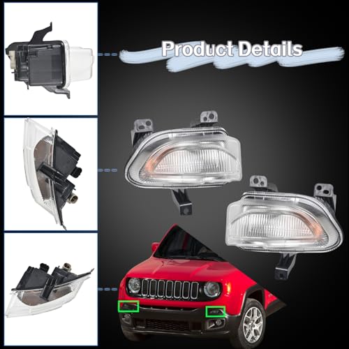WFLNHB 1 Pair Left & Right Side Turn Signal Parking Lights Replacement for Renegade 2015 2016 2017 2018 Front Turn Signal Lamps Marker Lamp Lights 68256432AA CH2531105 - Image 3