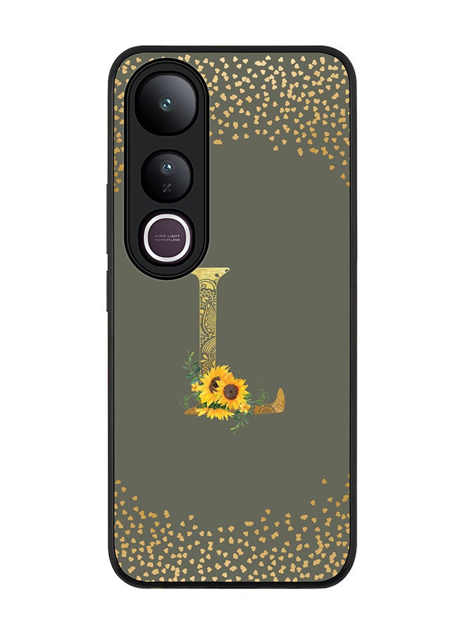 Stylizedd For vivo V50 Lite Case,Slim fit Camera Protection, Shockproof Thin Phone cover  - Custom Floral Monogram - L  (Olive Green )