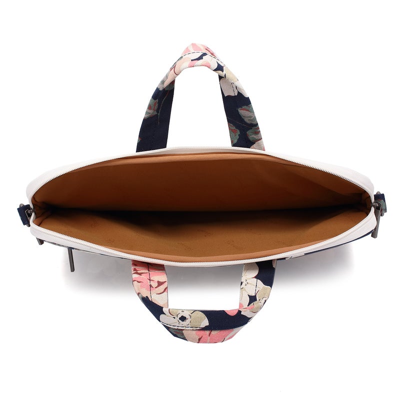 canvaslife White Rose Patten Waterproof Shoulder Messenger Bag Case Sleeve for 14 Inch 15 Inch Laptop Briefcase 15.6 Inch - Image 4