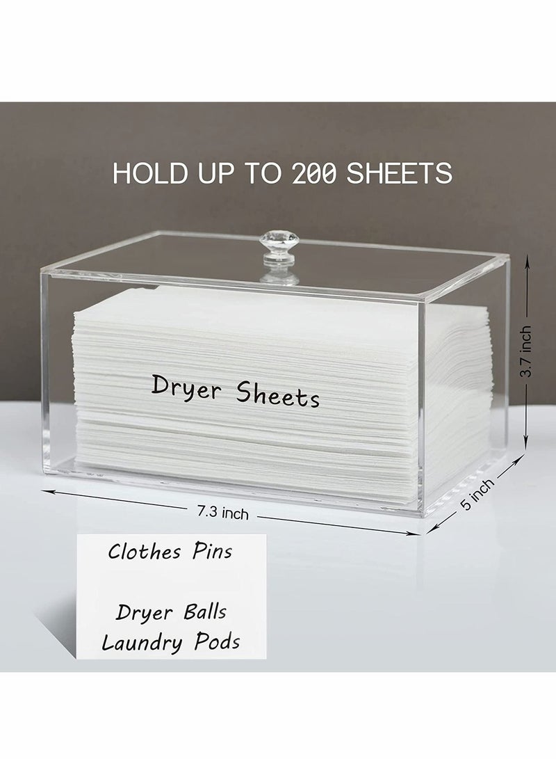 كابتن تيك Dryer Sheet Holder, Dryer Sheet Dispenser, Acrylic Container Storage Box for Laundry Room Organization, Holds Dryer Sheets, Dryer Balls, Clothes Pins, Laundry Pods - Image 2