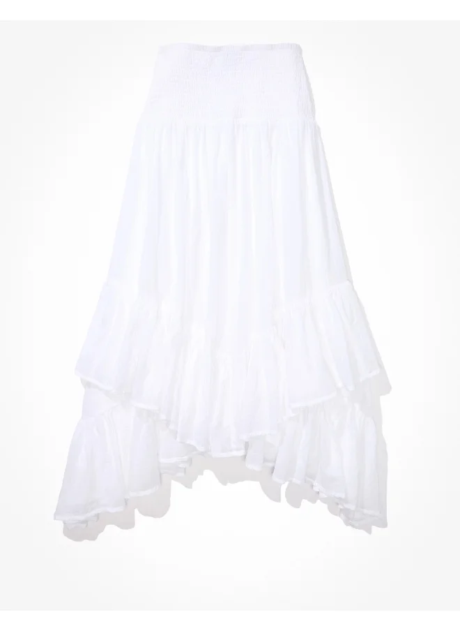 American Eagle AE Smocked High-Low Midi Skirt