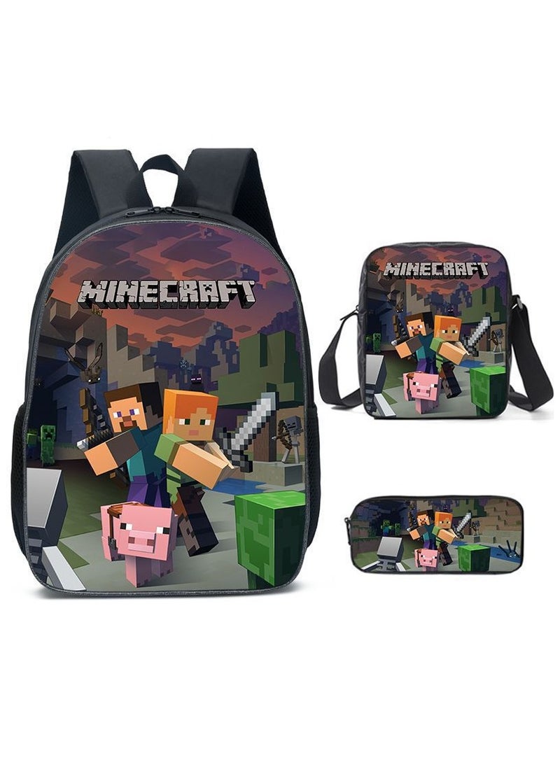 MINECRAFT My World Cartoon Student Backpack Three-piece Set 29*42*16cm 