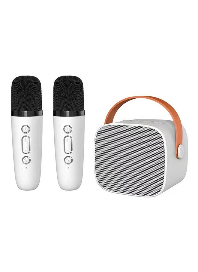 Hihonor Portable Karaoke Speaker Kits,Mini Wireless Karaoke Speakers with 2 Pack Wireless Microphone for Home Outdoor Party, for Kids Adults, White  - Image 1