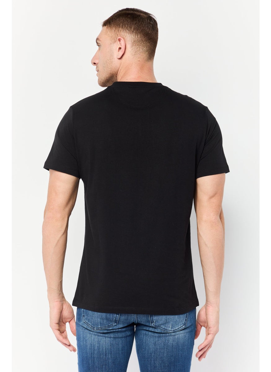 LAMBORGHINI - Men Crew Neck Short Sleeves Brand Logo T-Shirt, Black - Image 1