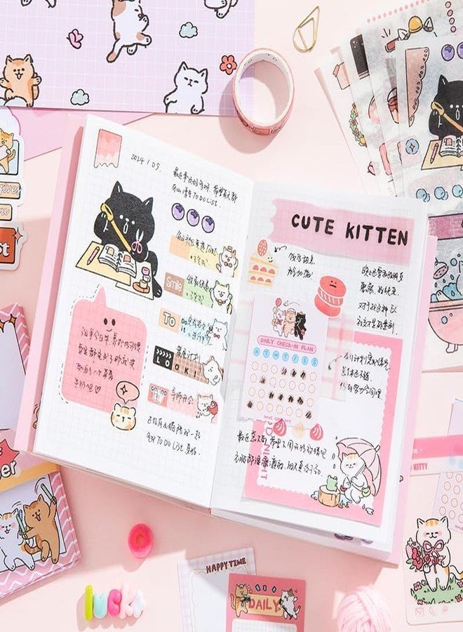 LANLOY A6 Grid Notebook Paper Vintage Aesthetic Scrapbook Kit, Attractive Cover Designs Supplies Kit With Bullet Junk Journal, Stationery Journaling Gift For Girl (Cats Letter) - Image 3