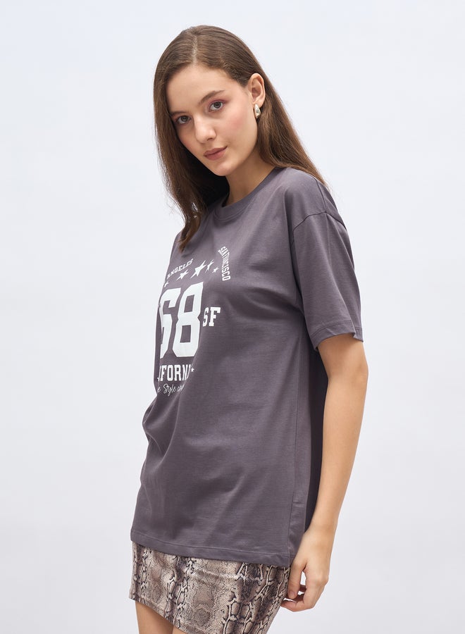 Styli Graphic Print Oversized Longline T-Shirt - Image 3