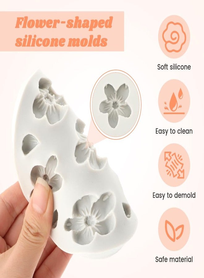 Restynic 5Pcs Flower Molds Silicone, Daisy Flower Fondant Polymer Clay Resin Mold, Candy Chocolate Fondant Molds for Baking and DIY Cake Cupcake Decorating - Image 3