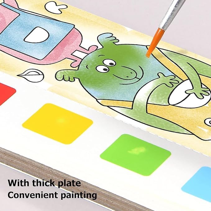 Bitrexup Pocket Watercolor Painting Book for Kids Activity Books | Portable Water Coloring Books Paint Bookmarks 1 Brush 20 Sheet Cartoon Painting kit Children Watercolor Paint Book Gift Kids - Image 5