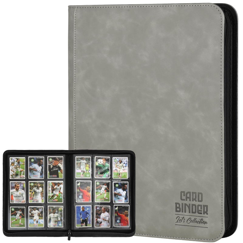 Arkeiliy Trading Card Binder, Premium 9 Pocket Double Sided 540 Pocket PU Card Collection Binder, Collectible Trading Card Albums for MTG, TCG, Sport Card, Game Cards (Gray) - Image 1