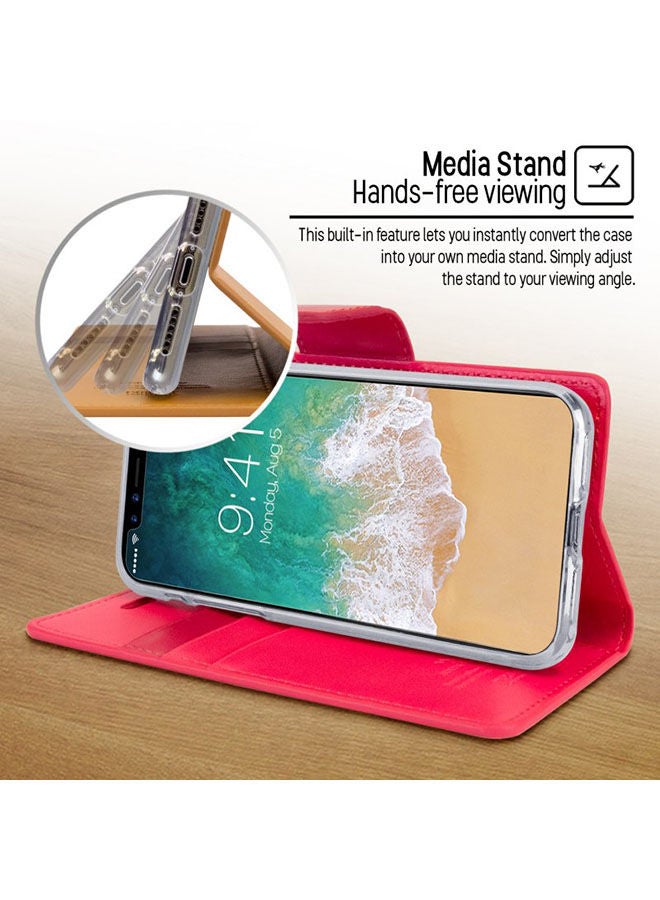 Loquat Leather Protective Case Cover For iPhone X/XS Fuchsia - Image 2