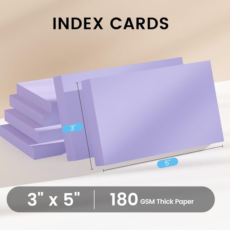 Ciphyfee Index Cards 3x5 Inch, 300sheets, Flash Cards, Blank Purple Note Cards Paper For Studying, Schools Supplies, College, Office And Home Organization, Note Taking Supplies - Image 2