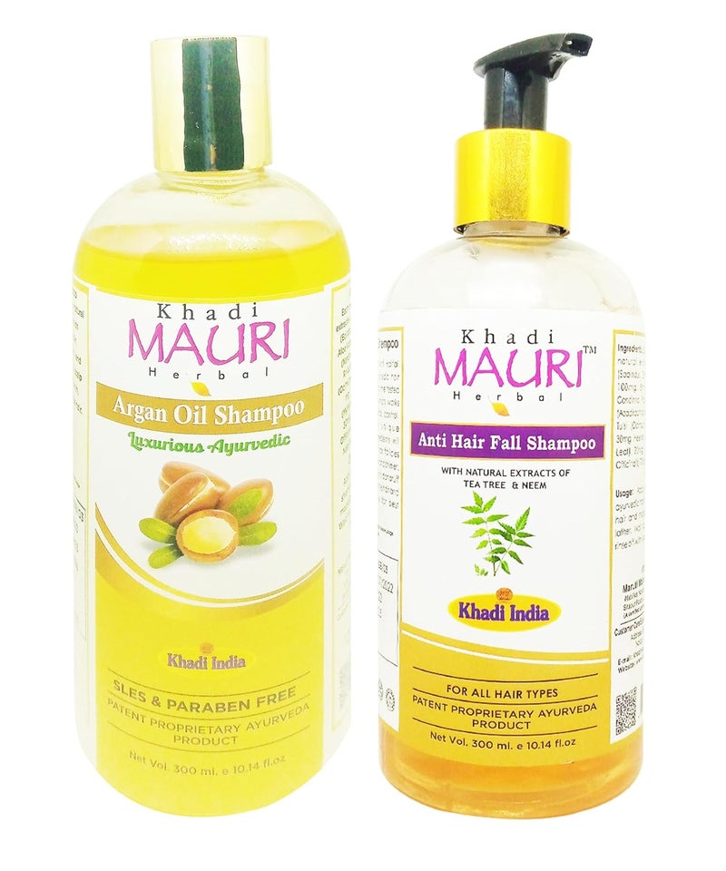 Khadi Mauri Argan Anti Hair Fall Shampoo Pack of 2 600ml - Image 1