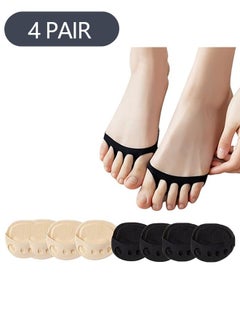 Ant 4-Pair Women's Toe Cover with Padding, Toe Topper Half Socks, No Show Toe Cover Liners Sock for Relief Pain, Sole of the Foot Protection Pads for Sandals Heels  - Image 1