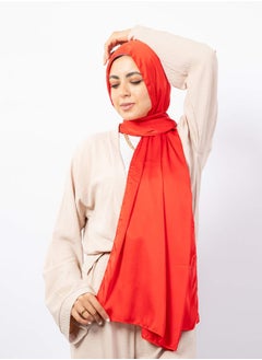 تاي شوب Tie Shop - إيشارب ستان عريض سادة - أحمر للنساء 