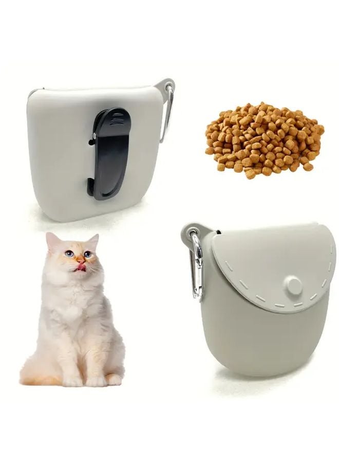 حقيبة تدريب خفيفة محمولة من السيليكون البيج لكلاب مع إغلاق بسحاب وسهل التنظيف - Image 1