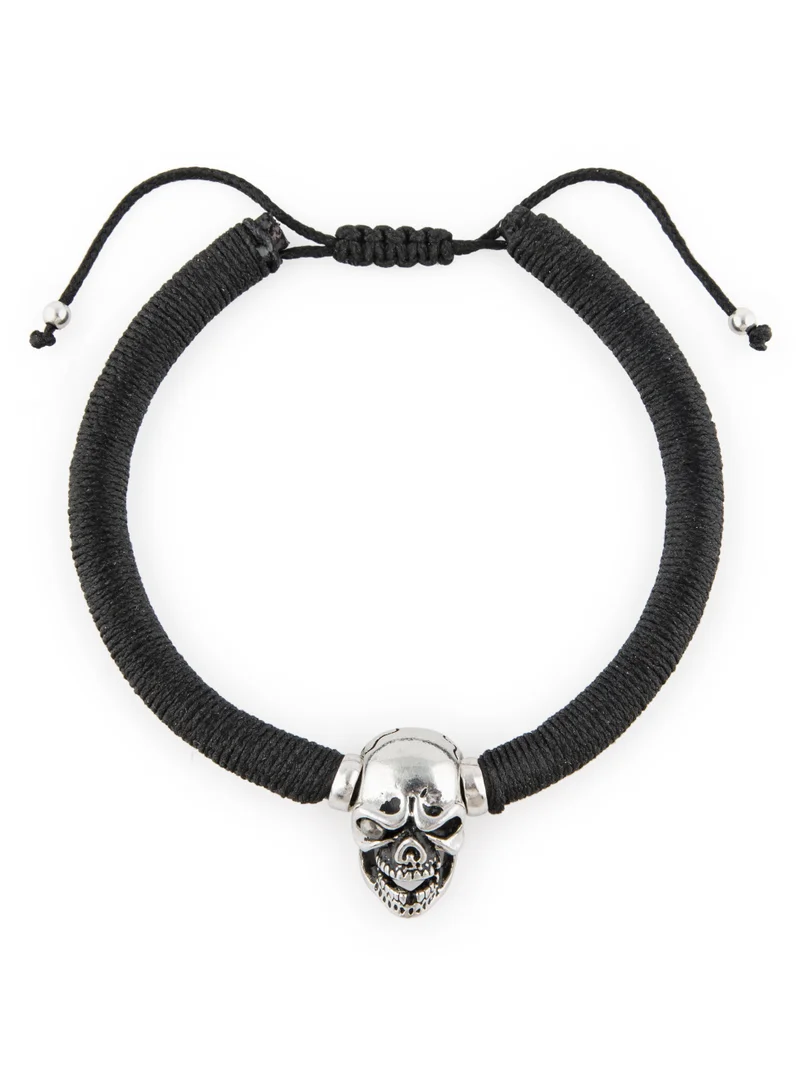 Minza  Minza " Skull " Pure 925 Sterling Silver, Handmade Bracelet for Men, Woven & Braided Bracelet, 5.500 grams of Silver, Jewelry for Casual & Special Occasion for Men | Best Price UAE