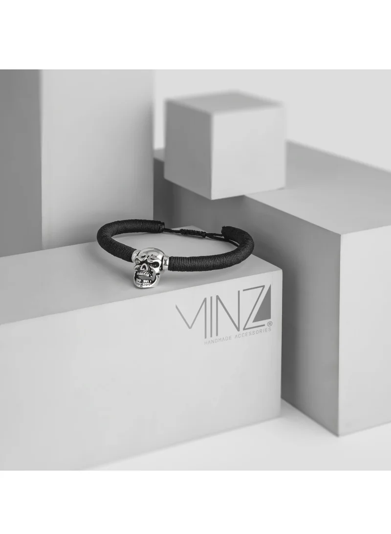 Minza  Minza " Skull " Pure 925 Sterling Silver, Handmade Bracelet for Men, Woven & Braided Bracelet, 5.500 grams of Silver, Jewelry for Casual & Special Occasion for Men | Best Price UAE