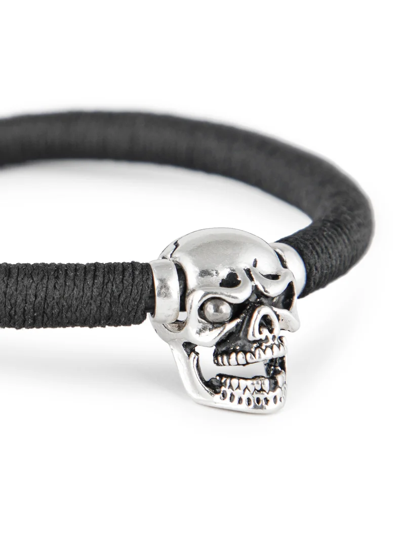 Minza  Minza " Skull " Pure 925 Sterling Silver, Handmade Bracelet for Men, Woven & Braided Bracelet, 5.500 grams of Silver, Jewelry for Casual & Special Occasion for Men | Best Price UAE