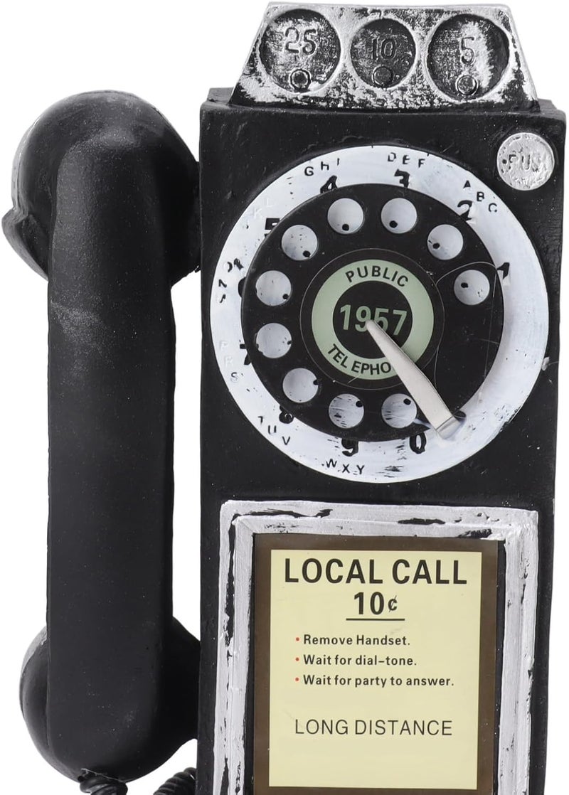 Vintage Telephone Decoration Handcrafted Retro Phone Model Classic Bar Cafe Home Office Decor Unique Collectible Art Piece 9.5x7x28cm (Black) - Image 2