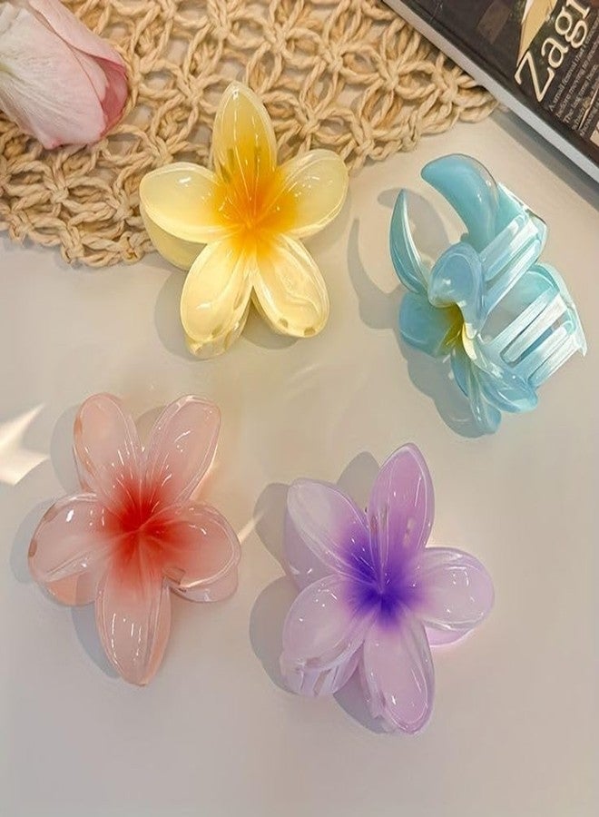 Freebies Beautiful Big Flower Multicolor super glossy Hair Claw Clip for Women, accessory Girls, Strong Non-slip Perfect Hold Thick, Long Hair, Decorative Floral Cute Clips Clutcher Set of 3 - Image 2