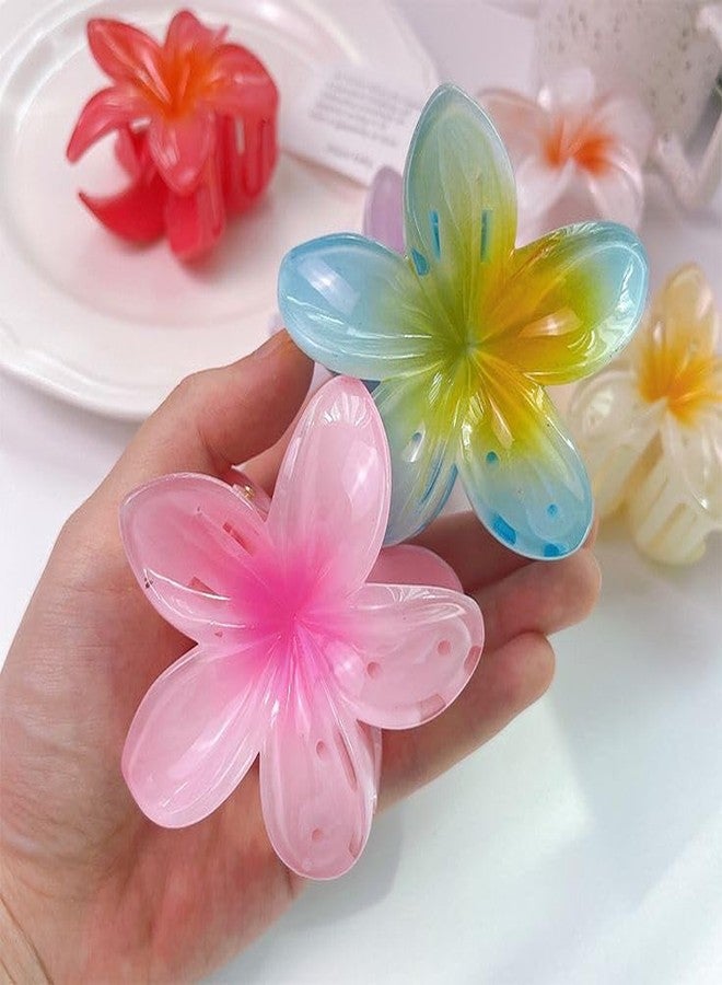 Freebies Beautiful Big Flower Multicolor super glossy Hair Claw Clip for Women, accessory Girls, Strong Non-slip Perfect Hold Thick, Long Hair, Decorative Floral Cute Clips Clutcher Set of 3 - Image 4