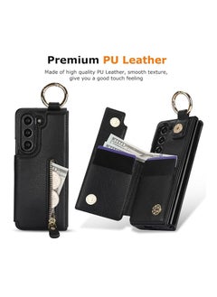 General For Samsung Galaxy Z Fold 5/4/3 Phone Case, Zipper Wallet Style Phone Case with Card Clip Ring Holder Magnetic Closure Women's PU Leather Case  - Image 2