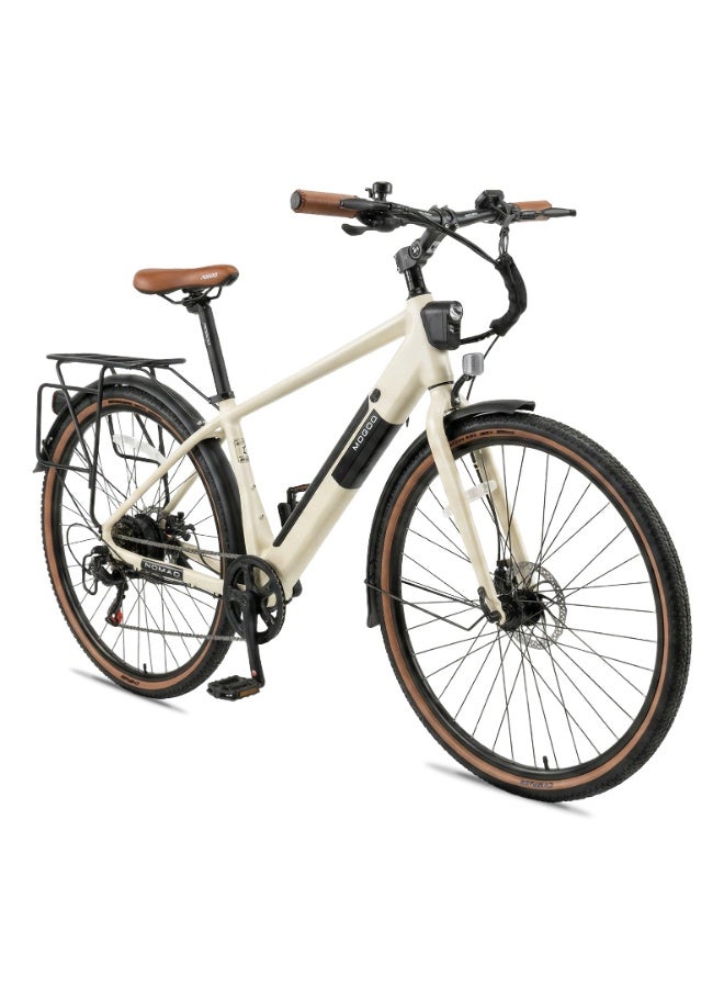 MOGOO دراجة كهربائية هجينة موغو 700C نوماد - محرك 36V 350W، 7 سرعات شيمانو، فرامل قرصية مزدوجة، حامل خلفي، واقيات طين ومصباح أمامي مدمج - دراجة كهربائية للمدينة للبالغين - عاجي - Image 2